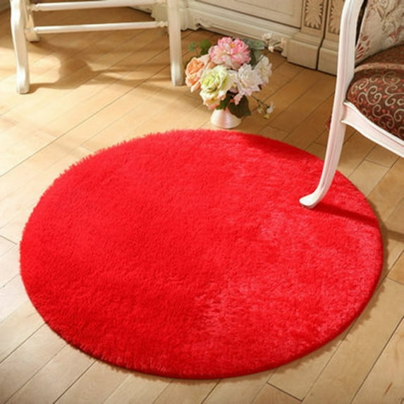 YouLoveIt Round Plush Area Rug 40/80/100cm Shaggy Floor Mat Soft Home Bedroom Hairy Carpet Rug Soft Shaggy Carpet Area Rug Floor Home Decor Mats