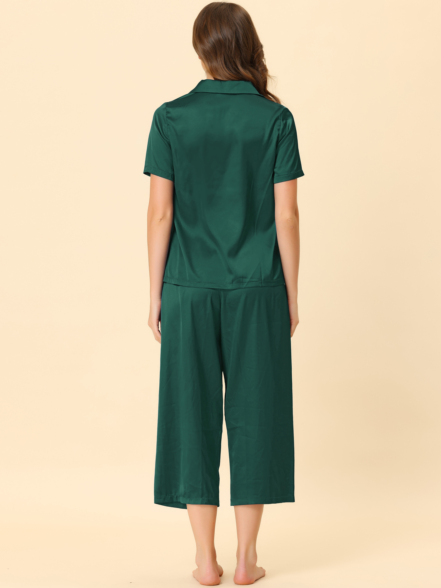 DARING DIVA Women's Satin Button Down Pajamas Sets S Bright Green