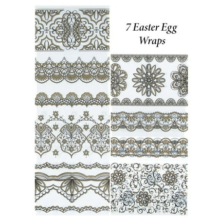 - Set of 7 Golden Vintage Style Patterns Easter Egg Wraps