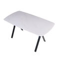 thumbnail image 4 of Rectangular Dining Table - Tempered Glass Marble Pattern Tabletop, Black Metal Legs with Sturdy Triangular Structure, 320 lbs Load Capacity, Easy Assembly, Modern Kitchen & Restaurant Dining Table, 4 of 11