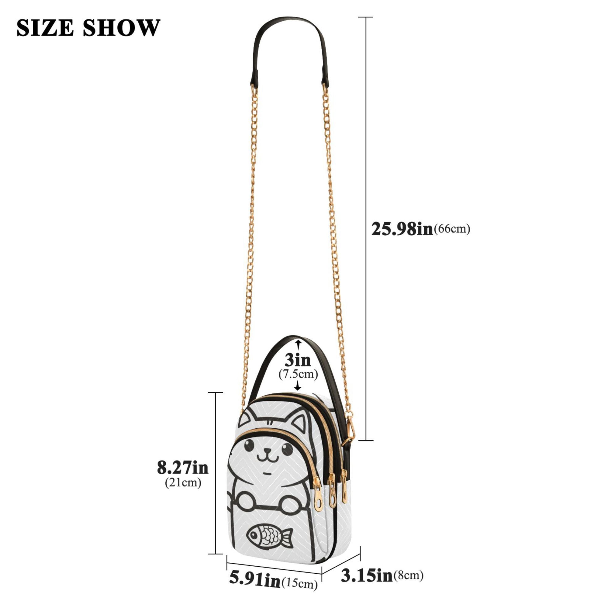 FORMRS Crossbody Bag for Women Quilted Travel Shoulder Cell Phone Purse with Chain Strap Handbag, Cute Chubby Cat