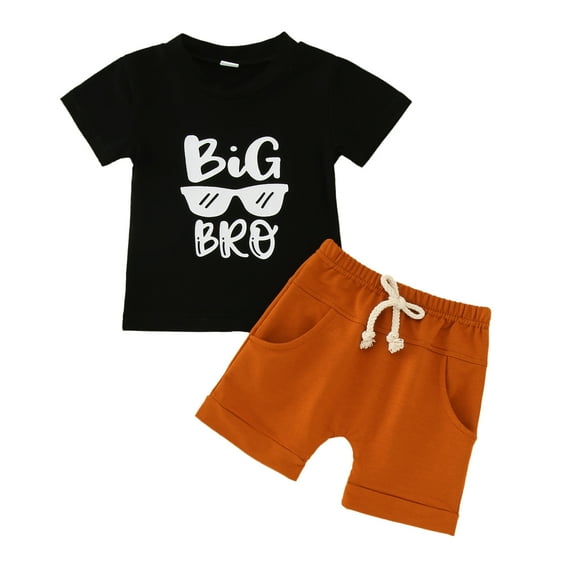 Otqutp Birthday Clothes Set for Toddler Toddler Boys Short Sleeve Letter Printed T Shirt Tops Shorts Sports Outfits Tracksuit 0 to 24 Months