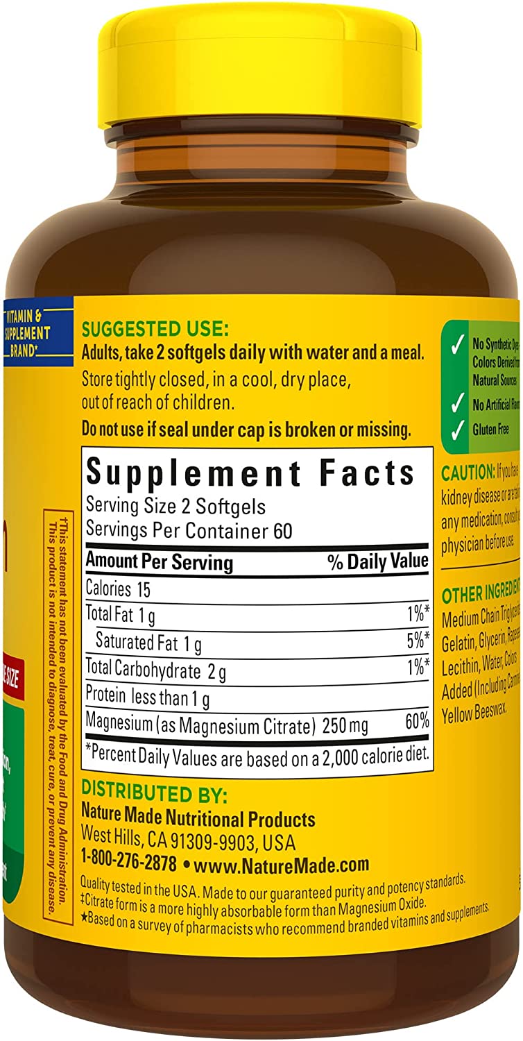 NATURE MADE Magnesium Citrate, Softgels, Value Size, 120.0 CT