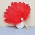 thumbnail image 7 of Byfri Red Exquisite Feather Hand Fan Vintage Folding Handheld Fan for Dance Party 30x30cm, 7 of 7