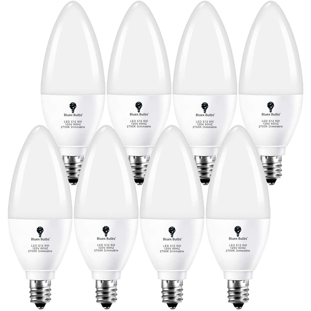 8 Pack Dimmable E12 LED Bulb 6W Candelabra Bulbs 2700K Warm White 650lm