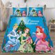thumbnail image 3 of Juego de edredón con diseño de princesas navideñas para niños, niñas, niños y adultos, juego de cama geométrico en 3D, 1 funda de edredón y 2 fundas de almohada, 3 of 6