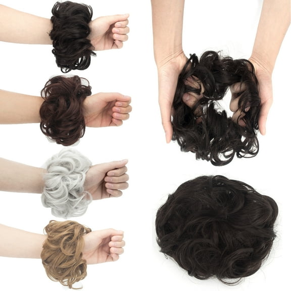 Nutural Donut Hair Extensions Hairpiece Wig Hair Bun Extensions Messy Curly Hair Scrunchies Hairpieces Synthetic Donut Updo Hair Pieces