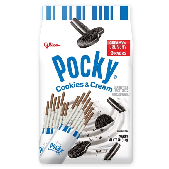 Glico Pocky Cookies & Cream Biscuit Sticks, 5.4 Oz, 9 Pack