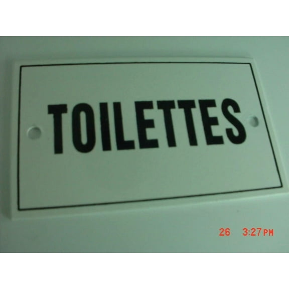 French Plaque Metal Enamel Sign Toilettes "Bathroom"