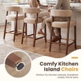 thumbnail image 4 of Dayalane Modern Counter Height Bar Stools Set of 2, 27" H Barrel Back Velvet Upholstered Counter Stools with Wood Legs, Barstools for Kitchen Island, Dining Room Bar, Khaki, 4 of 9