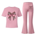 thumbnail image 4 of Kiijoy Girls Casual Outfits Bow Short Sleeve T-Shirt Flared Pants Set, Sizes 7-13, 4 of 4