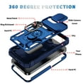 thumbnail image 4 of Design for iPhone 16E Heavy Duty Phone Case with Camera Lens Sliding Cover Ring Holder Kickstand - Shockproof Armor Military Grade Bumper Protective Case for Women Men, Navyblue, 4 of 9