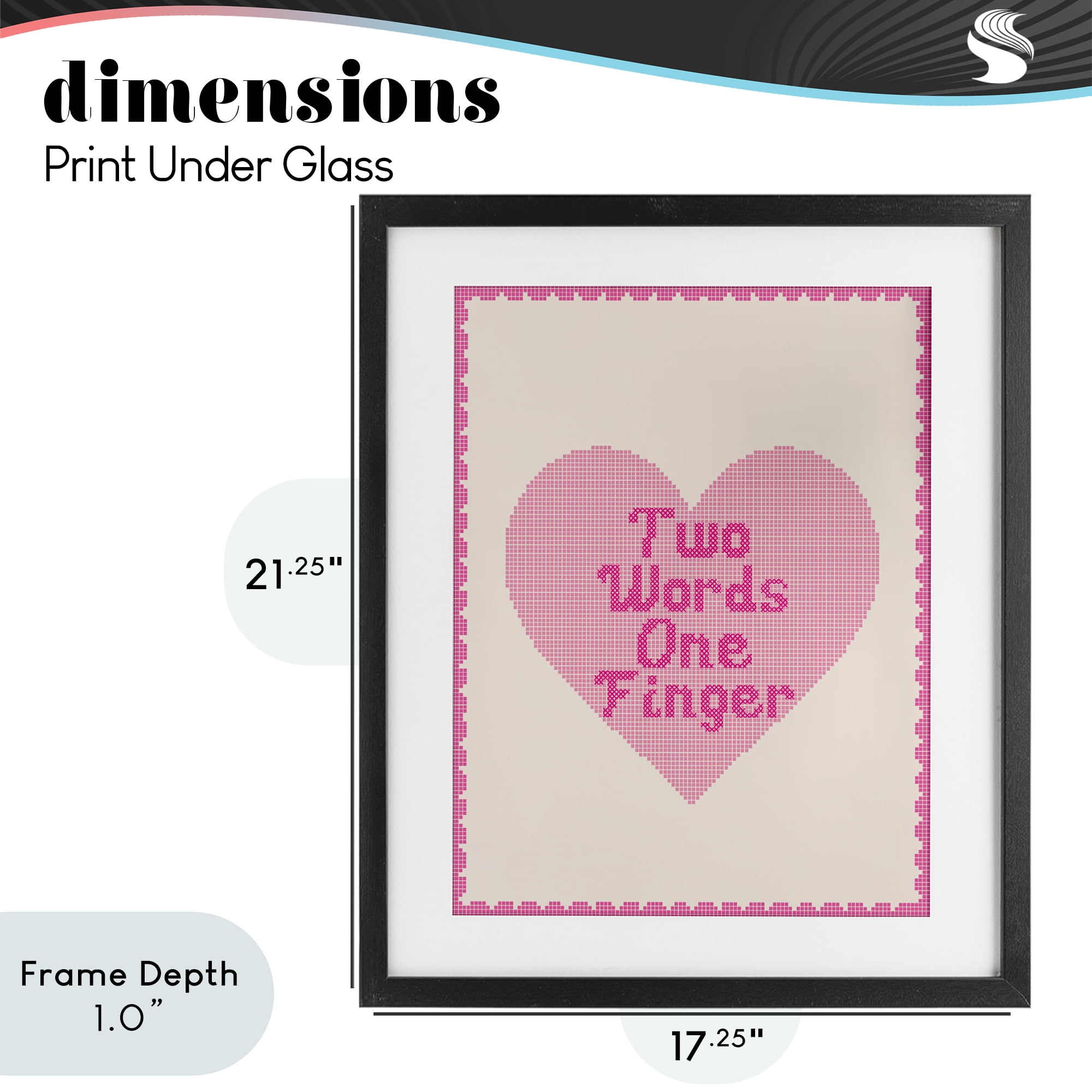 Stupell Industries Two Words One Finger Heart Black Framed Print Under Glass, design by Lil' Rue