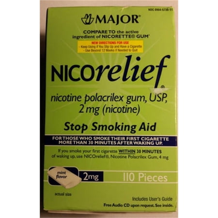 Nicorelief Nicotine Polacrilex Gum Stop Smoking Aid 2mg Mint Flavor - 110 Pieces