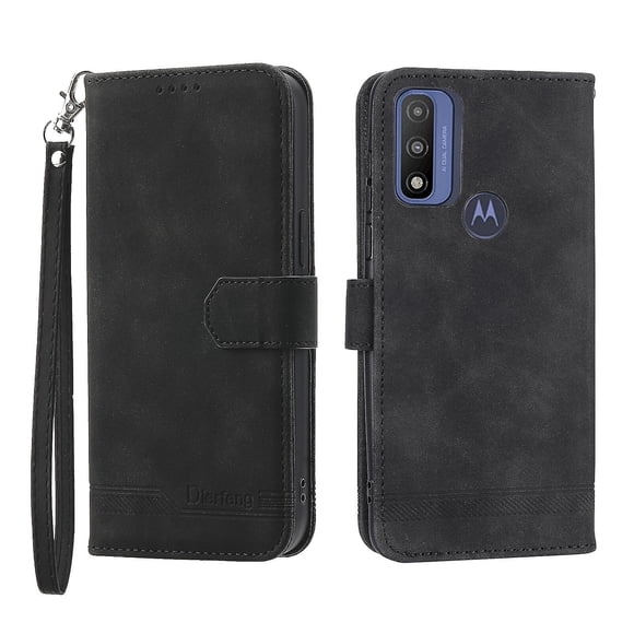 Funda con ranura para tarjetas de color para Motorola G Pure 2021 y G Play 2023. Incluye cordón, función billetera, orificio para altavoz y función atril.