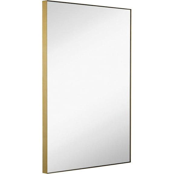Hamilton Hills Contemporary Brushed Metal Wall Mirror Glass Panel Brushed Gold