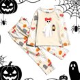 thumbnail image 2 of Kakishop Halloween Pajamas Kids Pjs Family Matching Spooky Print Long Sleeve Pajamas Sets for Girls Boys, 6-7 Year, 2 of 7