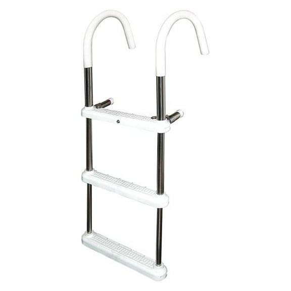 JIF Marine DMT4A-11 4 Step Gunwale 11 in. Hook Boat Ladder - Aluminum