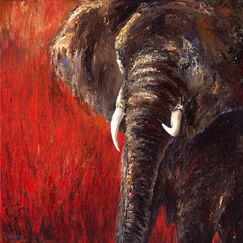 Marmont Hill "Red Tranquility" by Bergerac Painting Print on Wrapped Canvas