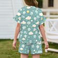 thumbnail image 3 of GrblisydGirls Summer Outfits Casual Butterfly Prints Ruffle Sleeve T Shirt and Drawstring Elastic Waist Shorts 2 Piece Clothing Sets, 3 of 4