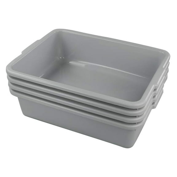 Plastic Dish Tubs, Commercial Bus Box/Wash Basin Tote Box, 4-Pack(Grey, 22L)$$Storage
