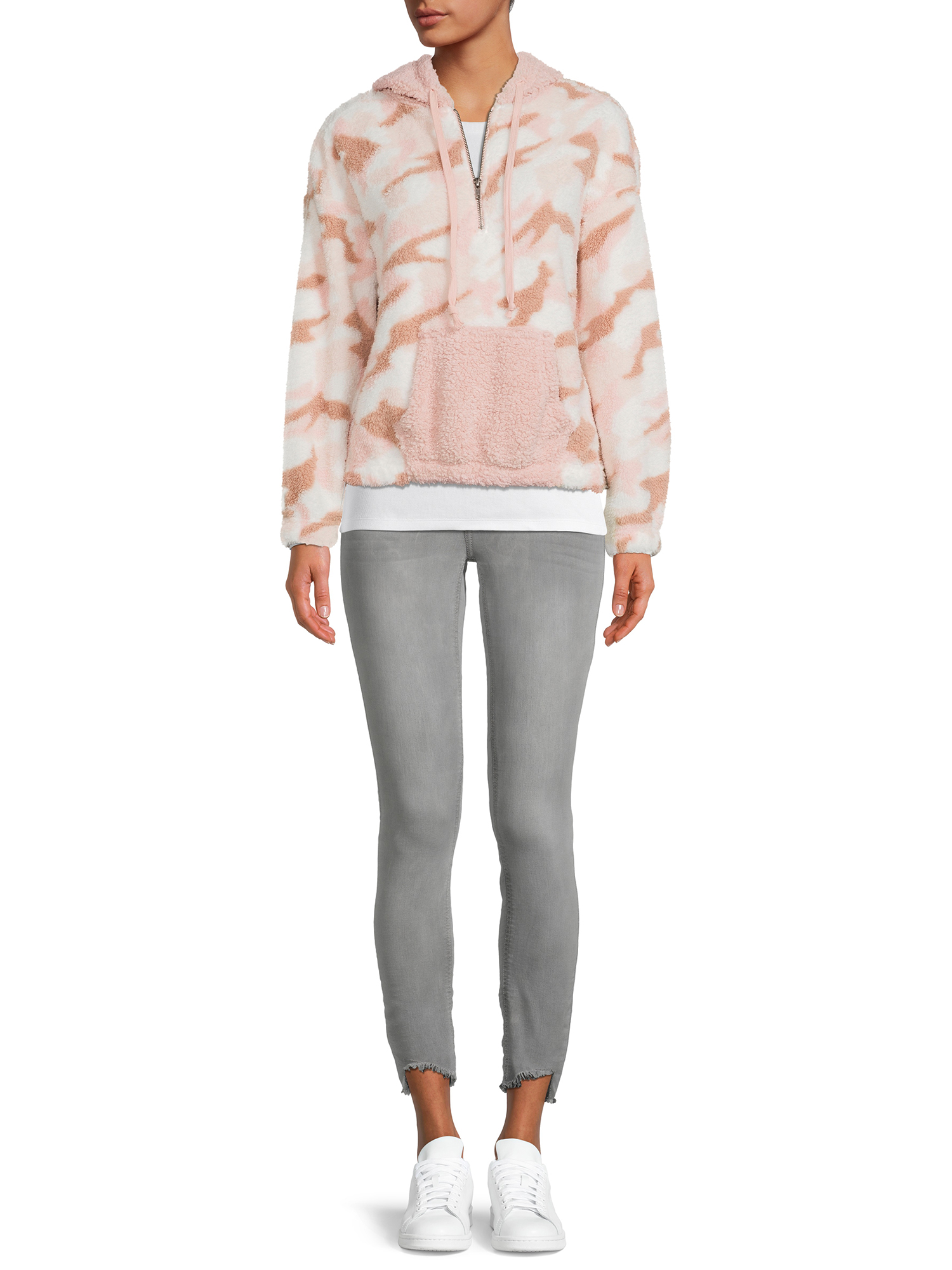 Como Blu Women's Athleisure Printed Baby Faux Sherpa Pullover - image 2 of 5