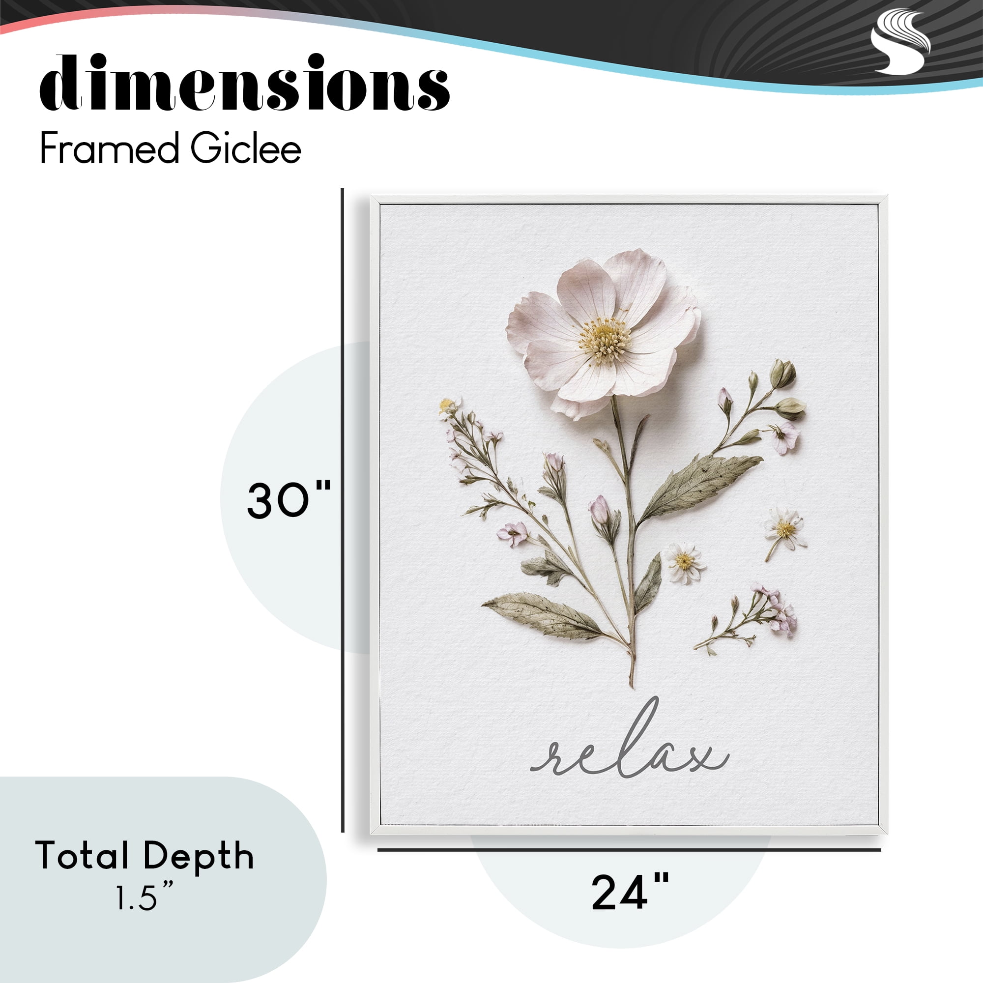 Pressed Flowers Relax White Framed Giclee Art, design by Lettered and Lined