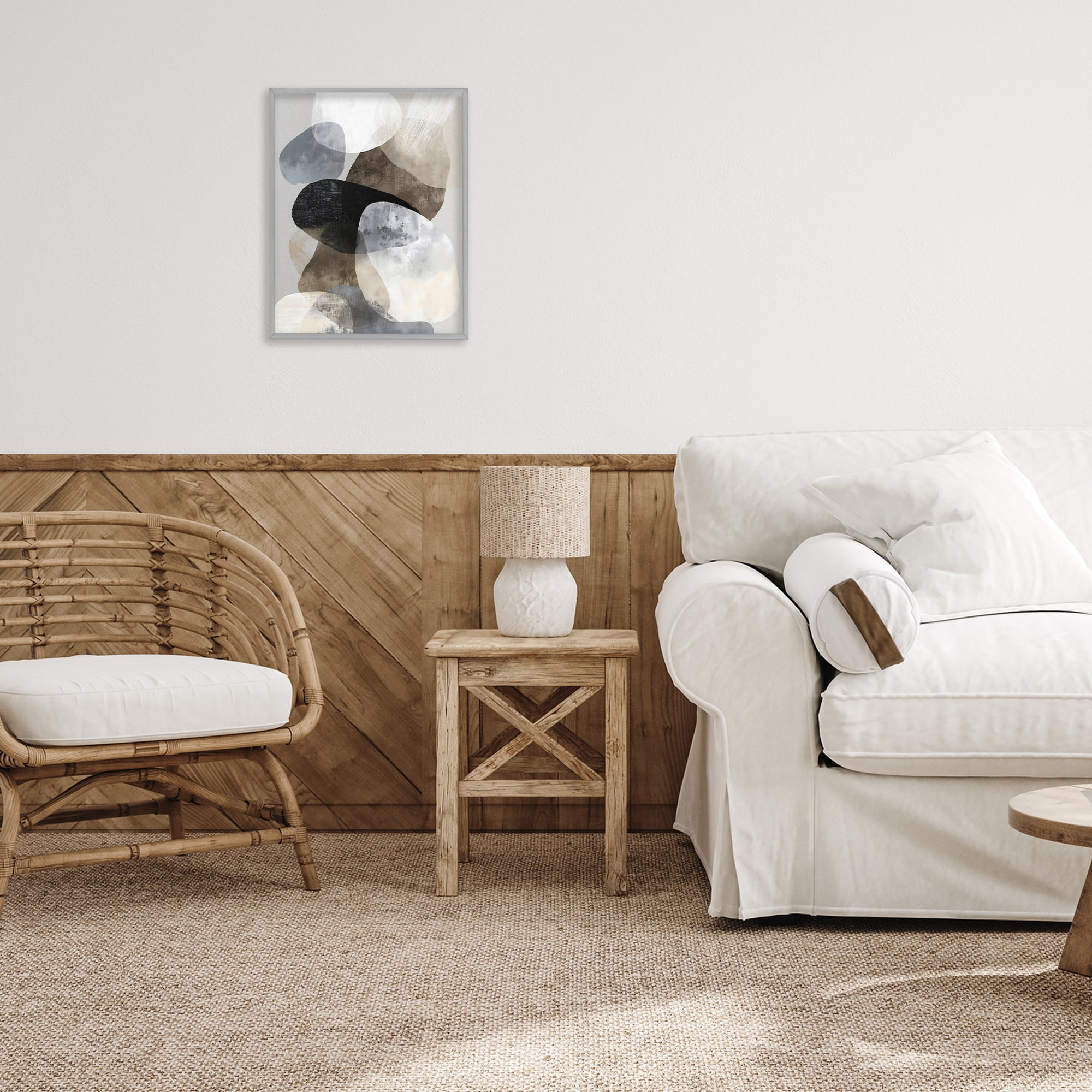 Stupell Industries Thoughts In Muted Layers Gray Framed Giclee Art, design by Ink Drop Loft