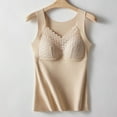 thumbnail image 2 of Lovskoo 2024 Women's Winter Thermal Fleece Lined Underwear Tops Sleeveless Cami Tank Top Self-Heating Lace Seamless Fleece Bottoming Cold-Proof Warm Base Layer Vest Beige, 2 of 4