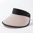thumbnail image 2 of Women Sun Visor Hats Wide Brim Straw Visors Foldable Beach Visors Summer Roll Up Ponytail Beach Hat, 2 of 7