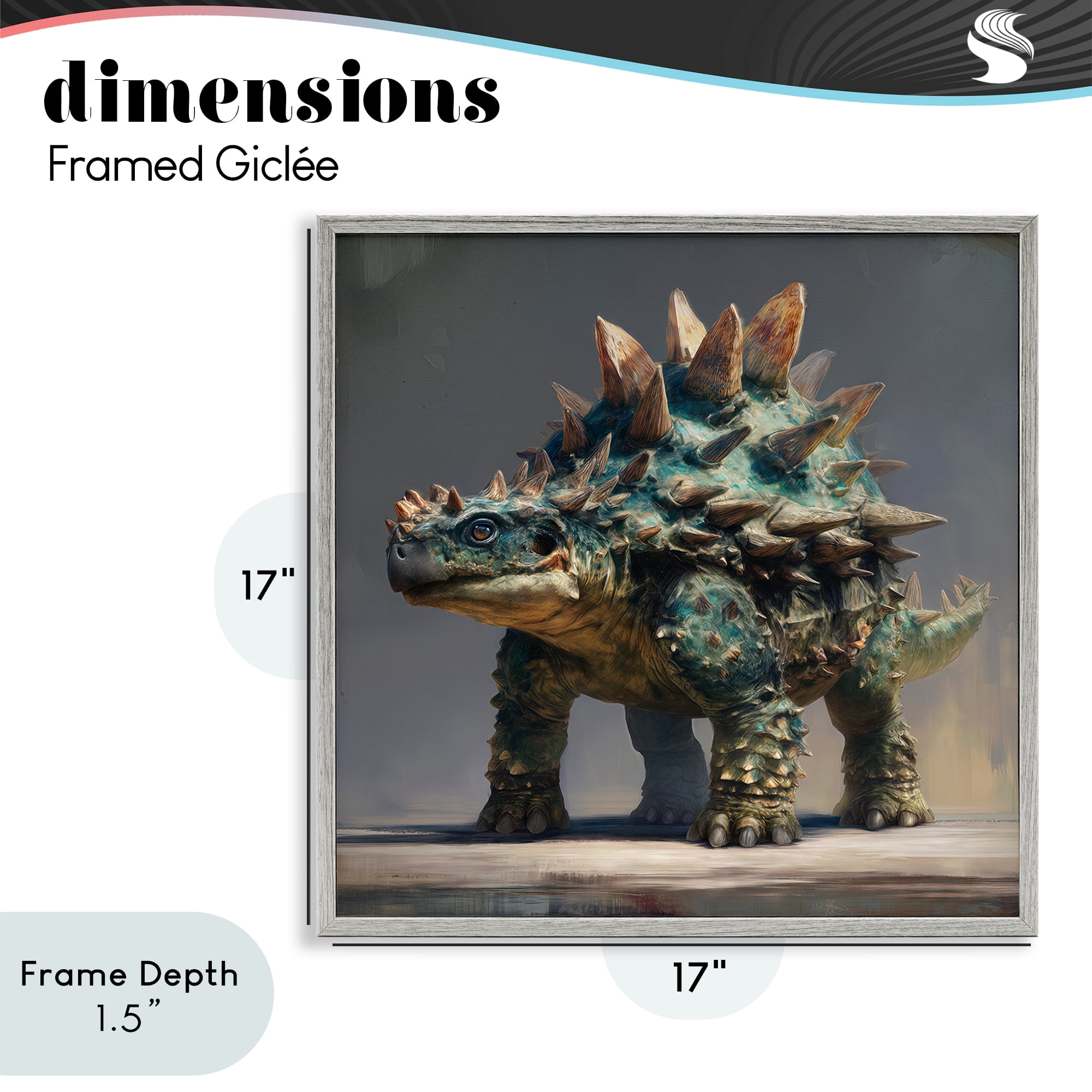 Stupell Industries Prehistoric Ankylosaurus Portrait Gray Framed Giclee Art, design by Wumples