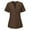 Brown, variant on QATAINLAV Clearance Sales Today! Holiday Scrubs for Women Color Block Short Sleeve Medical Scrub Tops Stretchy V Neck Front Button Up Workwear with Pockets Brown M