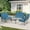 Blue, variant on SOLAURA 5-Piece Outdoor Metal Furniture Set Patio Wrought Iron Conversation Set (Patio Swing Glider, 2 Patio Chairs, Loveseat with Coffee Table), Peacock Blue
