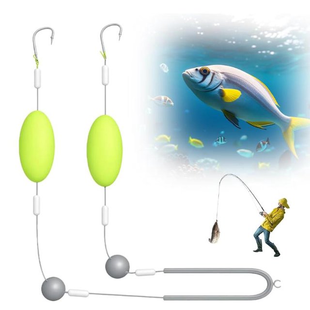 Double-Hook Reverse Bottom Rig, Appât de Natation 2025 pour Eau Douce et Salée, Leurres de Pêche pour Débutants Amateurs et Professionnels Extérieur, 1pcs