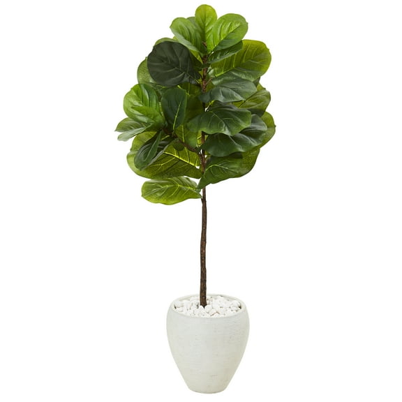 50in. Fiddle Leaf Artificial Tree in White Planter (Real Touch)