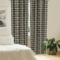 thumbnail image 2 of Ambesonne Hipster Window Curtains, Squares Colorful Lines Art, Each 28" W x 63" L, Charcoal Grey and Yellow, 2 of 4