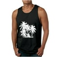 thumbnail image 2 of Horkkom Muscle Shirts for Men Palm Tree Printed Crew Neck Sleeveless Shirts Summer Casual Workout Tank Top, 2 of 5