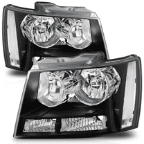 M-AUTO Headlight Assembly for 07-14 Chevy Tahoe Suburban 1500 / 07-13 Avalanche Suburban 2500, Black Housing Clear Lens Clear Corner