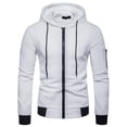 thumbnail image 2 of Men Sweatshirt Gym Long Sleeve Drawstring Hooded Plaid Cardigan Zipper Hoodie, 2 of 9