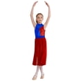 thumbnail image 3 of YONGHS Kids Girls Sparkly Color Block Ballet Lyrical Dance Dress Sleeveless Sheer Mesh Dresses Red&Royal Blue 12, 3 of 7