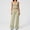 Green, variant on PISONIC Women's Yoga Outfits Compression Halter Tank Top and Butt-lifting Leggings Wide Leg Pants Active Jogger Outfits
