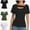 Black&Armt Green&White, variant on 3pack-Black Women's Fashion Clothes One Piece Cutout Tops Short Sleeve Knit Slim Fitted Shirts Tee Tshirts