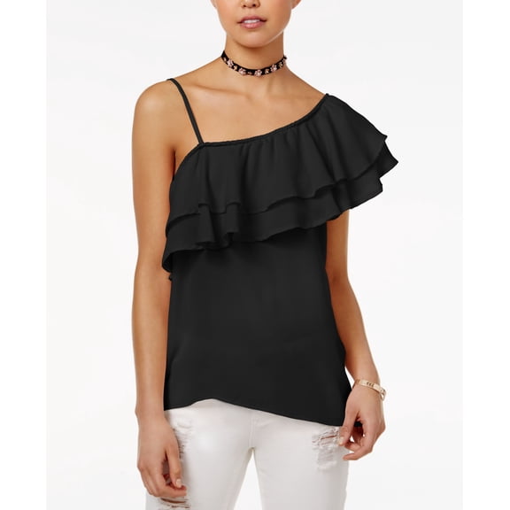 7 Sisters Juniors One Shoulder Top Black S