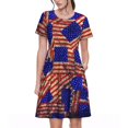thumbnail image 1 of Fotbe Robe Vintage Motif Drapeau USA Décontractée Mode Femme Manches Courtes Robe Maxi Robe T-Shirt Rayée Longue à Blocs de Couleur, 1 of 6