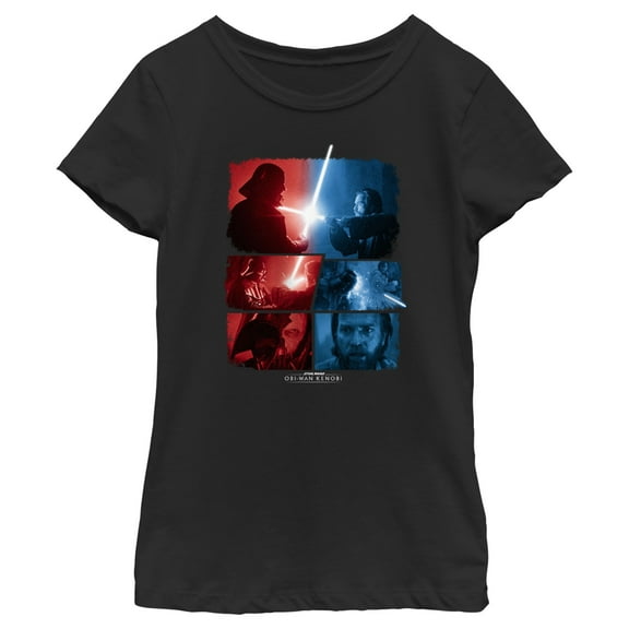 Girl's Star Wars: Obi-Wan Kenobi Master and Student  Graphic Tee Black Small