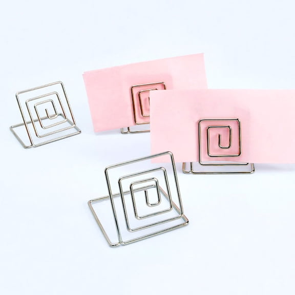 MLINS 16 Pcs Square Place Memo Holder Lovely Wire Table Number Holders Stand for Restaurant Wedding Banquet (Silver)