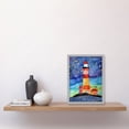 thumbnail image 2 of Lighthouse On Starry Night Folk Art Watercolour Painting Artwork Framed Wall Art Print A4, 2 of 4