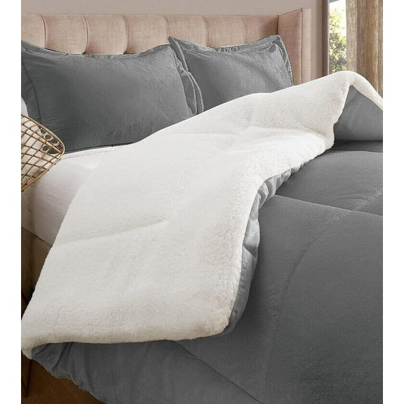 Elegant Comfort Super Soft Sherpa Comforter 3-Piece Set-, Twin, Lilac/Purple