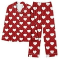 thumbnail image 4 of Diufon Valentine's Day Pajamas Set for Women Long Sleeve Lapel Top with Straight Wide Leg Pants Homewear Sets, 4 of 7