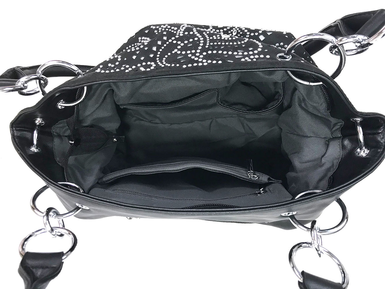 Zzfab Laser Cut Purses Double Handles Bling Purse Black